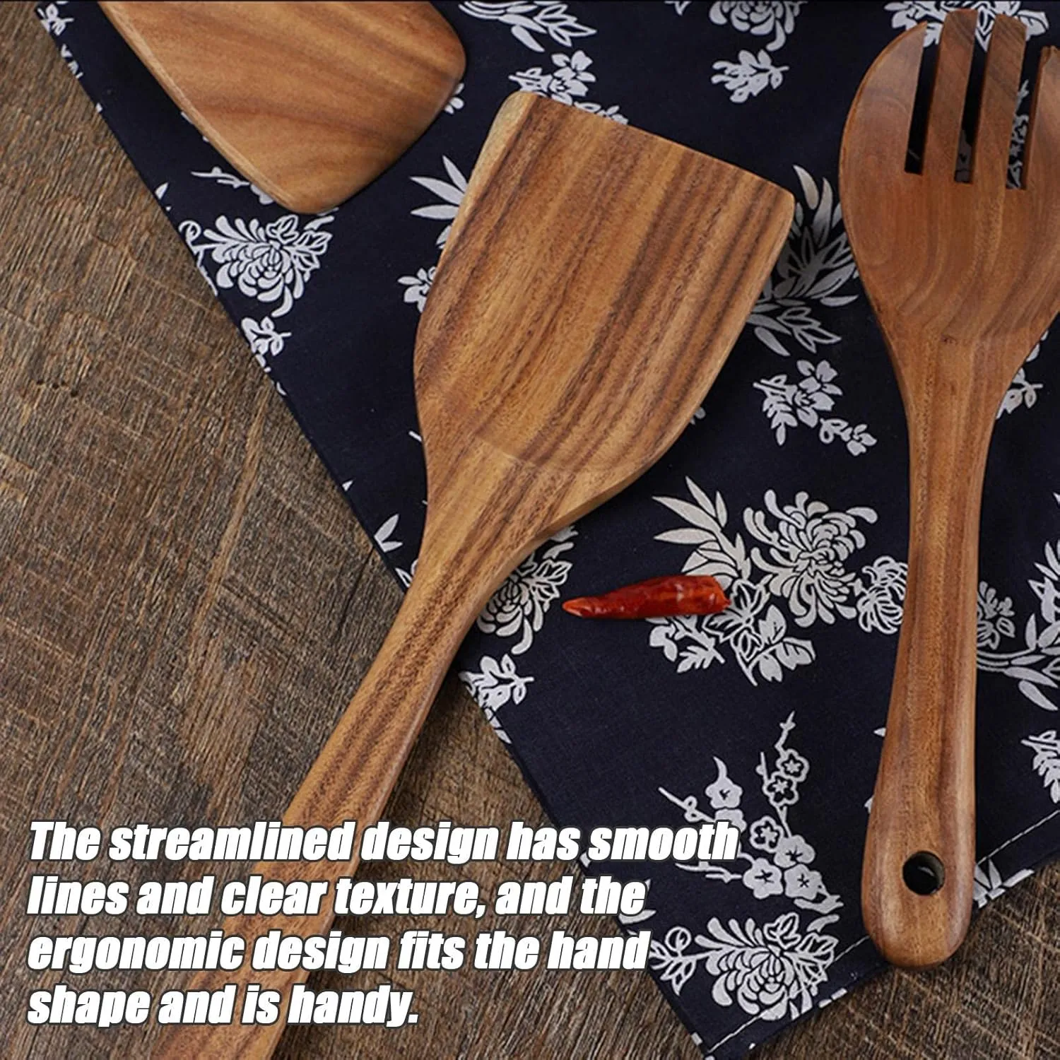 Z/C Kitchen Wooden Utensils Set Apartment Essentials Wood Spatula & Spoons with Non-Scratch Heat Resistant Non-Stick Perfect Quality Cooking and Kitchen Gadgets