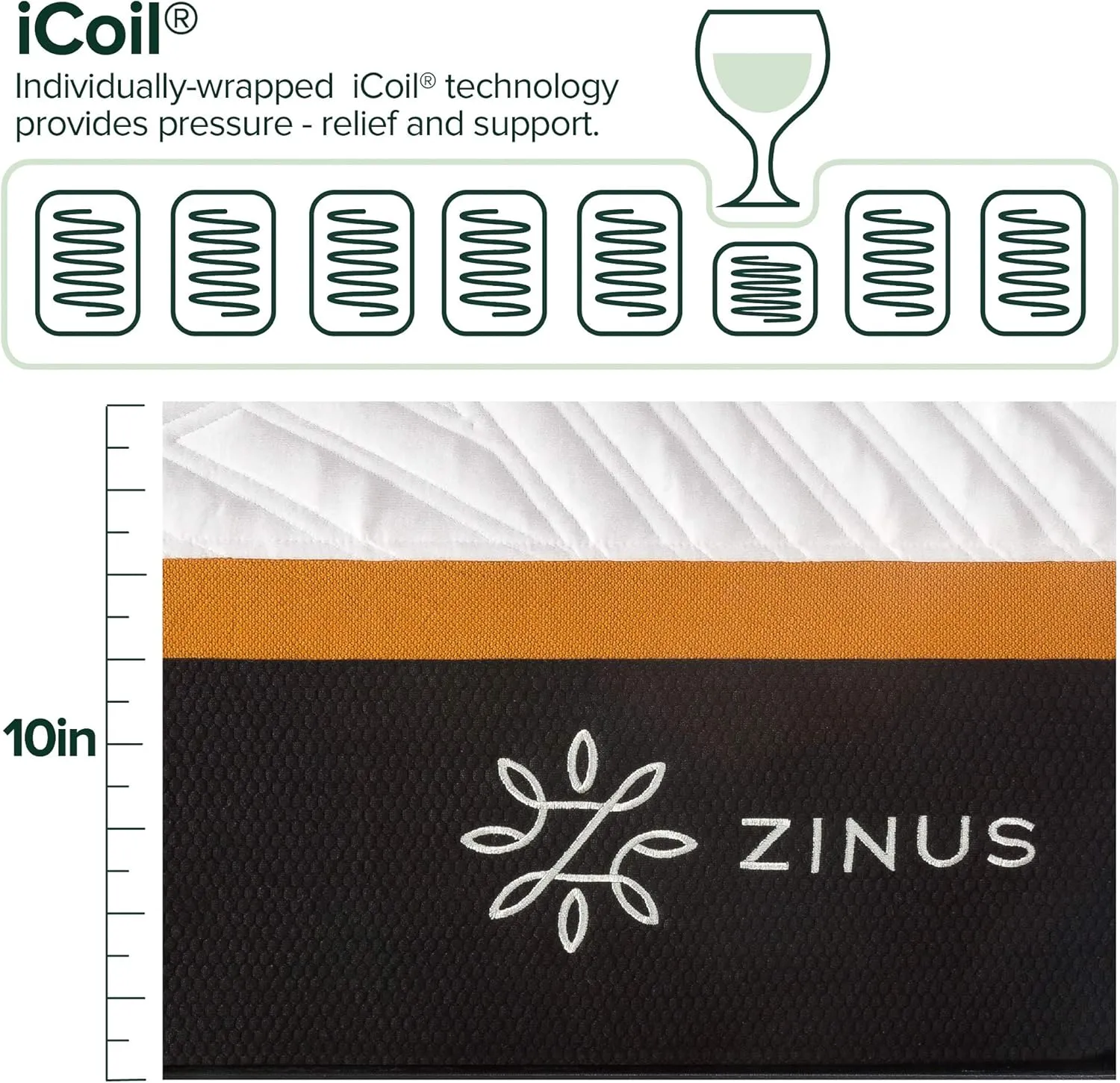 ZINUS 10 Inch Cooling Copper ADAPTIVE Pocket Spring Hybrid Mattress, King, Moisture Wicking Cover, Cooling Foam, Pocket Innersprings for Motion Isolation, Mattress in A Box