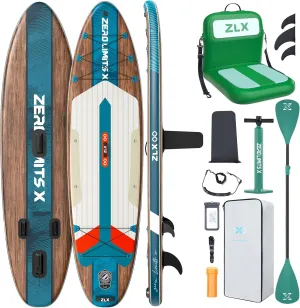 ZLX 10'6" Inflatable Stand Up Paddle Board, Extra Wide Stable Non-Slip Deck Pad, Unique Center Fin, Portable Paddleboard for Adults, Premium SUP for All Skill Levels