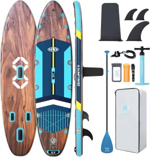 ZLX 11'6" Extra Wide Inflatable Stand Up Paddle Board SUP, Stable Non-Slip Deck Pad, Unique Fin System and Premium iSUP Accessories - Portable Backpack & Upgraded Pump for Adults, All Skill Levels