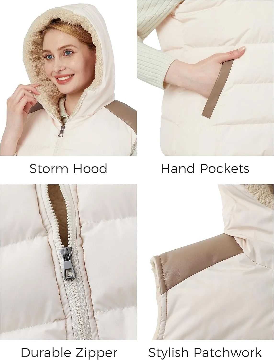 ZSHOW Women's Outerwear Vest Casual Thicken Qulited Winter Puffer Vest Hooded Warm Fleece Jacket