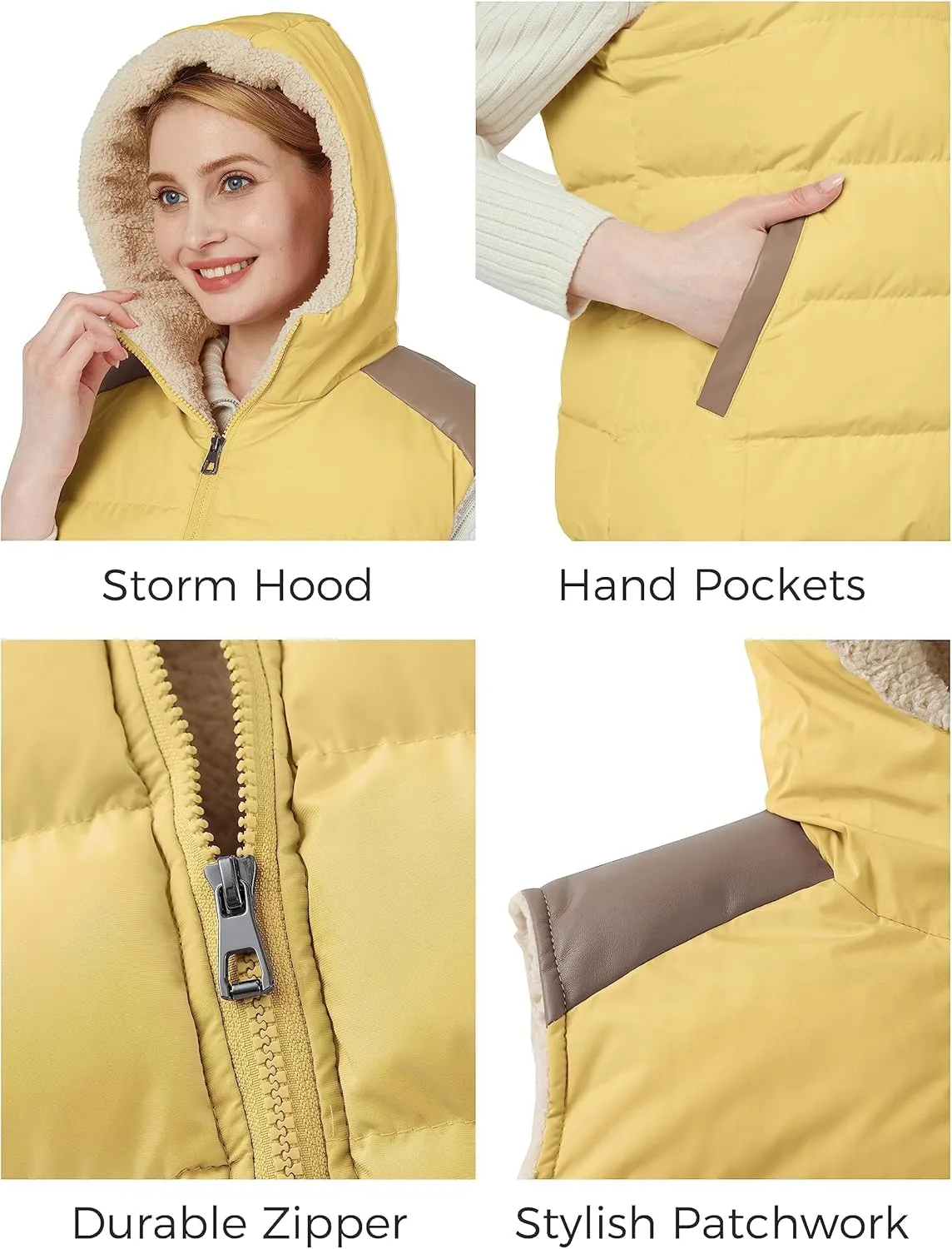 ZSHOW Women's Outerwear Vest Casual Thicken Qulited Winter Puffer Vest Hooded Warm Fleece Jacket