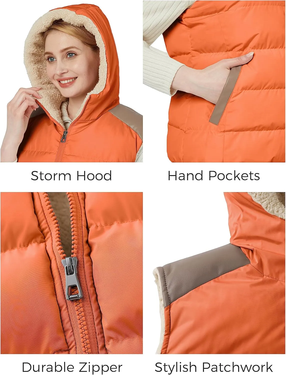 ZSHOW Women's Outerwear Vest Casual Thicken Qulited Winter Puffer Vest Hooded Warm Fleece Jacket